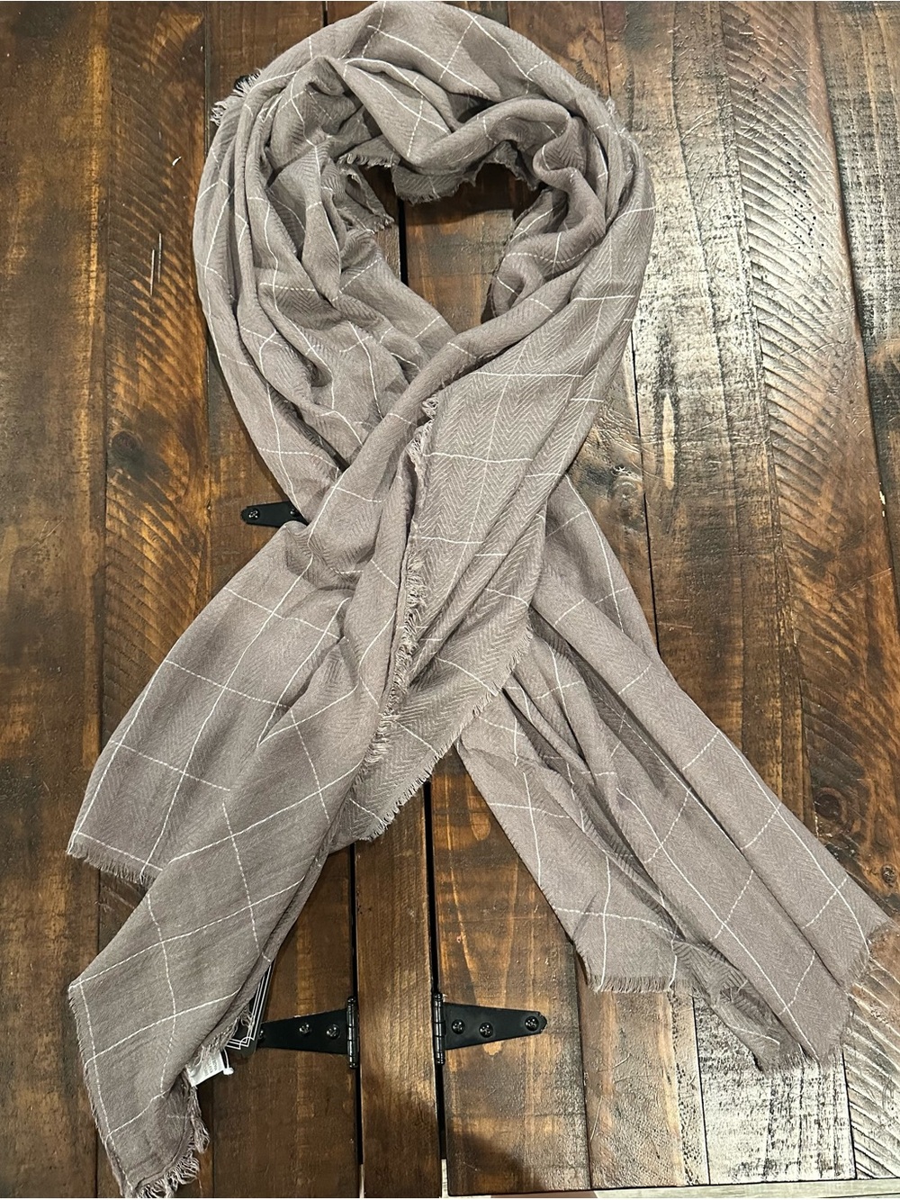 Taupe Windowpane Scarf